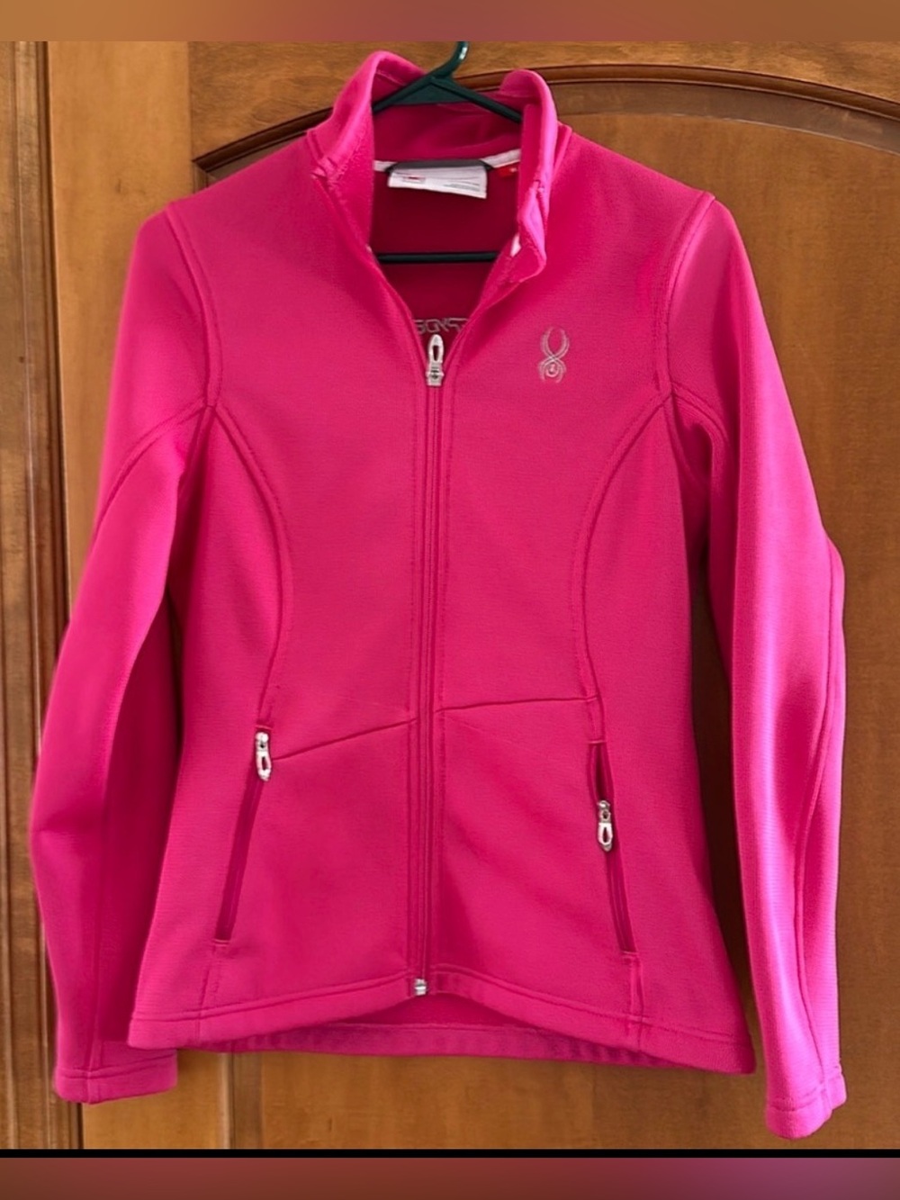 Spyder Hot Pink Core Sweater Knit Full Zip Jacket Fleece Lined Sz Medium 💗